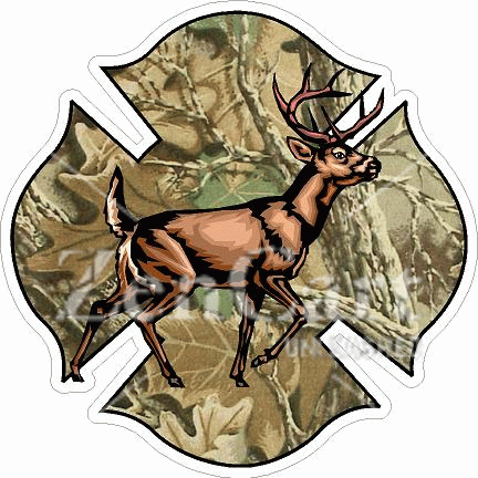 Cammo Deer / Deer Hunter Maltese Cross Decal