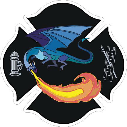 (image for) Fire Breathing Dragon Maltese Cross Decal