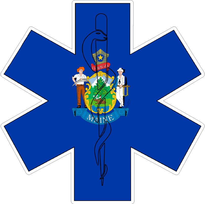 (image for) State Of Maine Star Of Life Decal