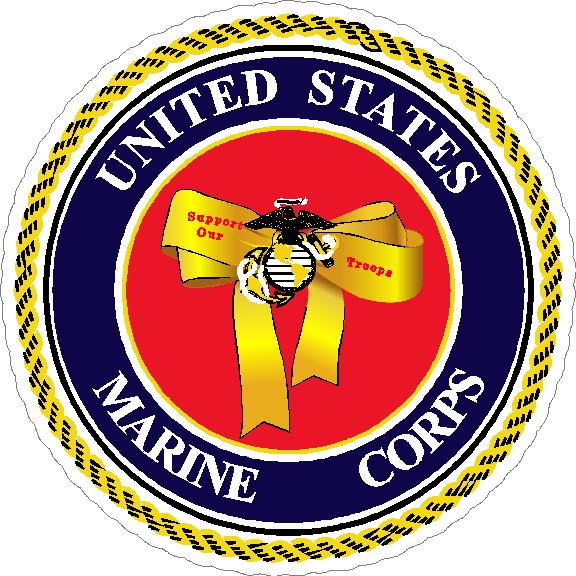 (image for) U.S. Marines Yellow Ribbon Support Decal