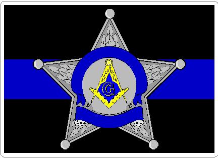 (image for) Thin Blue Line Masonic 5 Point Sheriffs Badge Decal