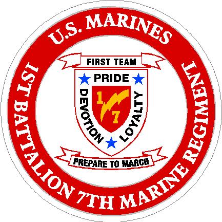 (image for) U.S. Marines 1St Battalion 7Th Marine Regiment Decal