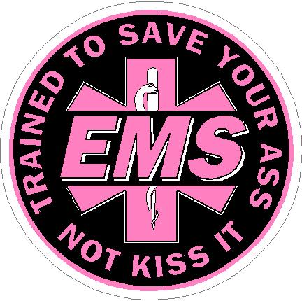 (image for) Pink EMS Trained To Save Your Ass Decal