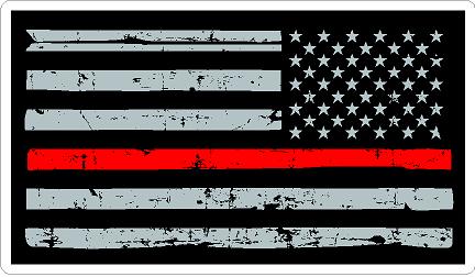 (image for) Thin Red Line U.S. Flag Distressed Reverse Decal
