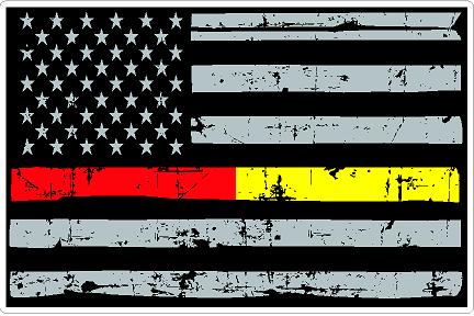 (image for) Thin Red Yellow Line Distressed Flag Decal