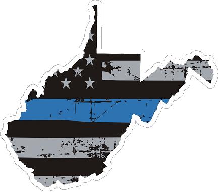 (image for) Blue Line Distressed Flag West Virginia Decal